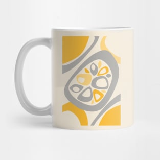 Mid Century Modern Abstract Shapes Yellow, Grey Mug